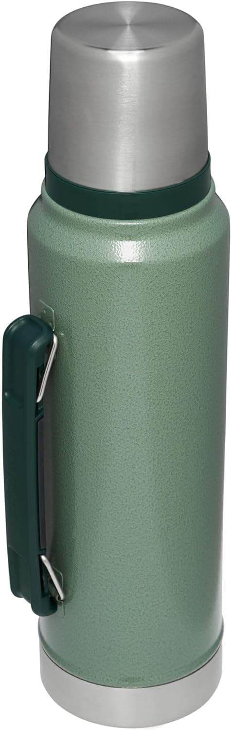 Stanley Classic Legendary Vacuum Bottle 1.1 qt Wide Mouth with Leakproof Cup Lid Keep Drinks Hot or Cold Packable for Travel Insulated Stainless Steel Thermal Bottle BPA-Free Hammertone Green