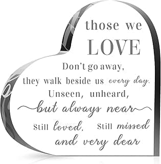 Jetec Bereavement Gift Acrylic Heart Sympathy Memorial Condolence Gift for Loss of Loved One Remember Me Grieving Present for Remembrance Table Decor(6 x 6 x 0.6 Inch)