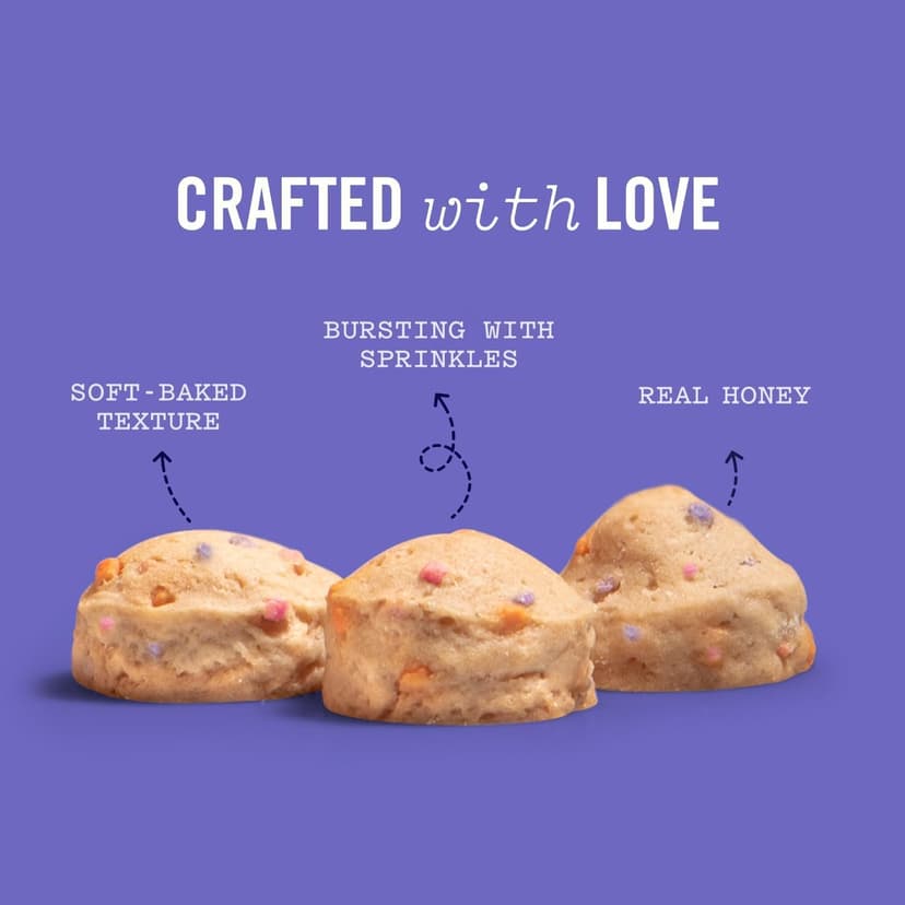 Soft Baked Dog Treats - Birthday Vanilla Flavor with Sprinkles Three Dog Bakery Ultimate Celebration Cake Bites for Dogs - 12 oz Bag B0F8R6638K