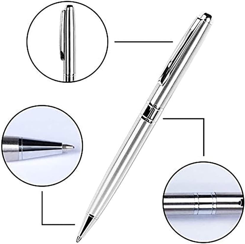 Cambond Ballpoint Pens Bulk Pens - Sliver Metal Pen Nice Luxury Pens for Men Business Office Police Comfortable Writing Twist Retractable 1.0 mm Medium Point Nice Pen, 5 Pack (Silver)