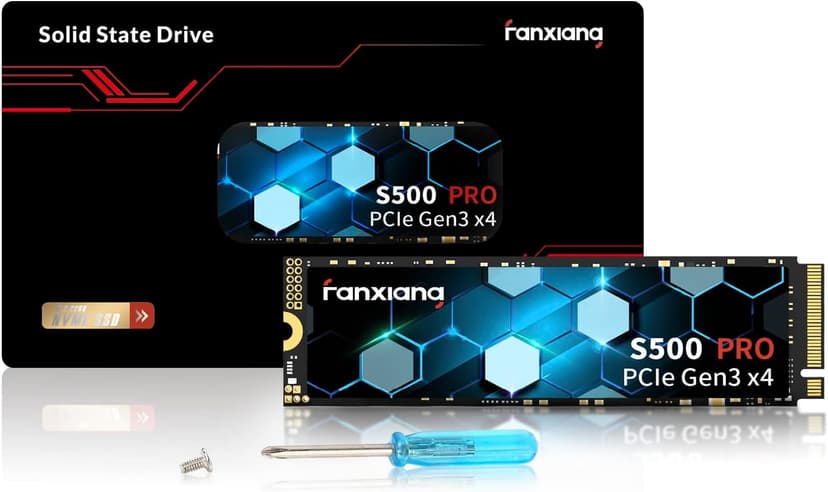 fanxiang S500 Pro 256GB NVMe SSD M.2 PCIe Gen3x4 2280 Internal Solid State Drive, SLC Cache 3D NAND TLC, Up to 3200MB/s, Compatible with Laptop and PC Desktops(Black)