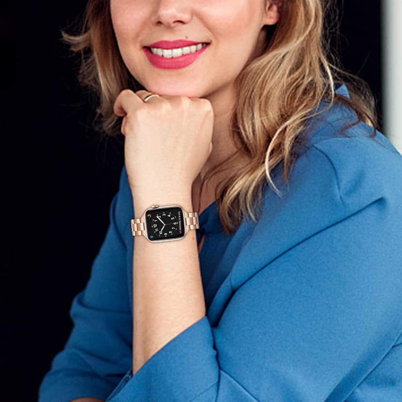 Thin Bands Compatible with Apple Watch 40mm 38mm 41mm 42mm (Series 10 11), Stainless Steel Metal Replacement Adjustable Wristband Strap for iWatch Ultra3/2/1 SE1/2/3 Series 9/8/7/6/5/4/3/2/1 Women