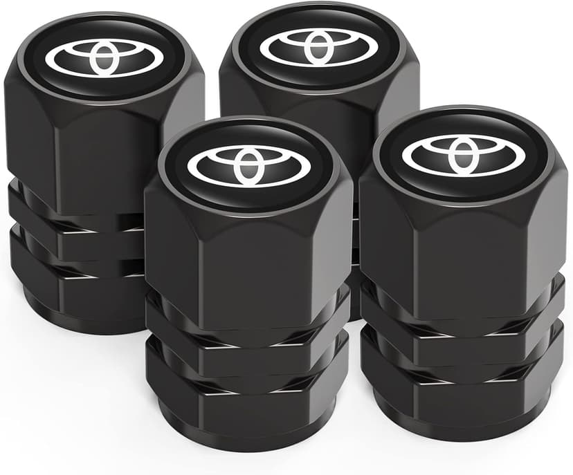 Tire Valve Caps, Valve Stem Caps Fit Toyota, Corolla, RAV4, Highlander, Alloy Car Tire Caps for Corrosion Resistant Leak-Proof Car Accessories, Black