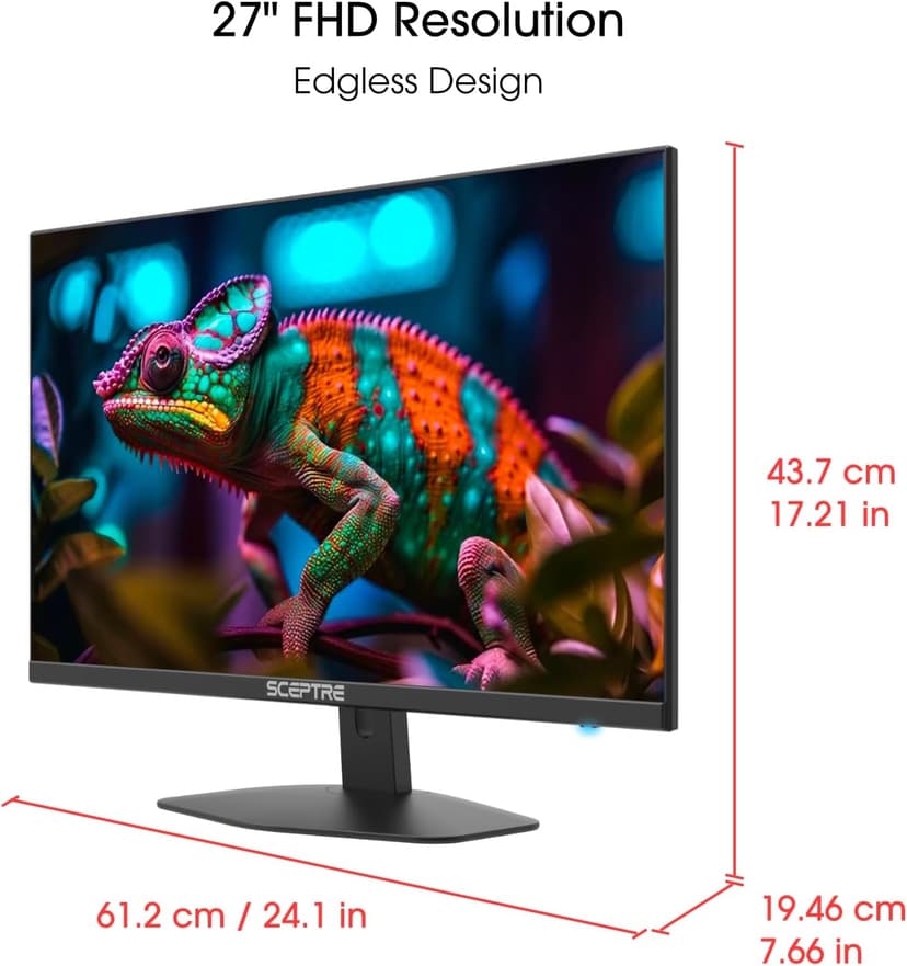 New! Sceptre 27-inch Gaming Monitor 100Hz 1ms DisplayPort HDMI x2 100% sRGB AMD FreeSync Build-in Speakers, Eye Care Frameless Machine Black 2025 (E275W-FW100T Series)