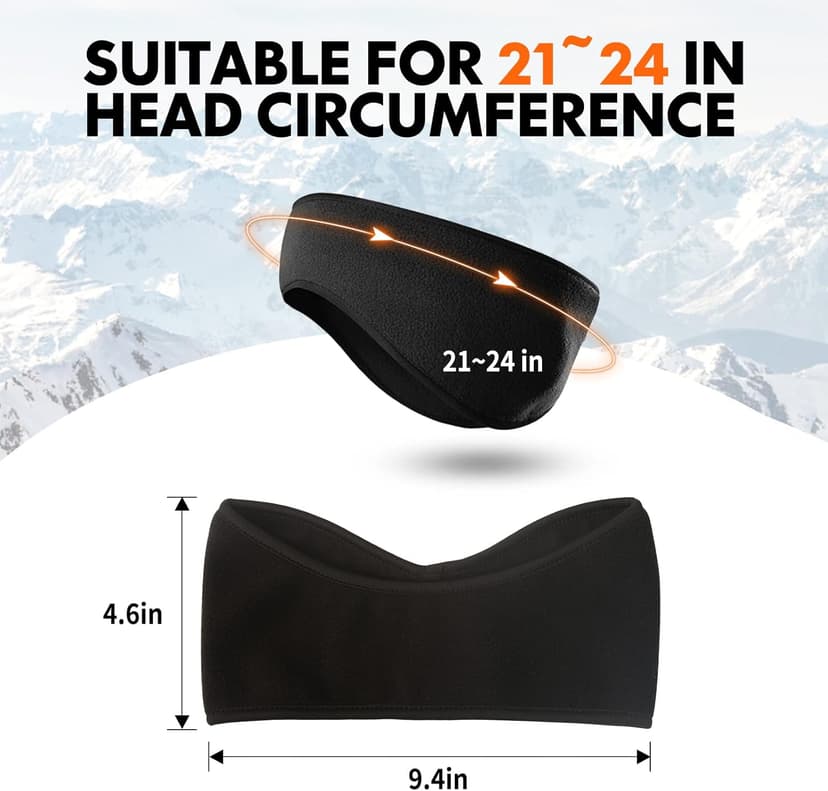 Lauzq Winter Fleece Ear Warmers Muffs Headband for Men Women Kids Ski Running Cycling