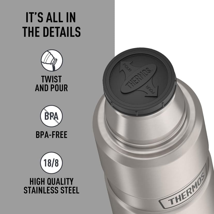 THERMOS Stainless King Vacuum-Insulated Compact Bottle, 16 Ounce, Matte Steel