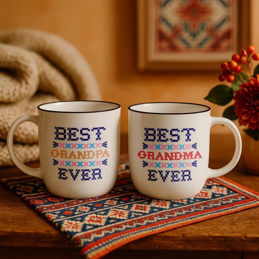 Triple Gifffted Worlds Best Grandparents Coffee Mugs for Grandma and Grandpa Gifts Ideas From Grandkids, Grandchildren, New First Time Grandparent Announcement Christmas Valentines Day, Ceramic 380ml