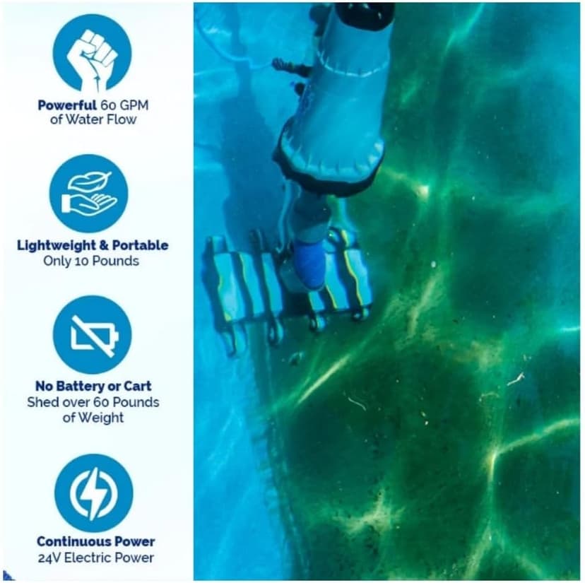 The VacDaddy FAST & POWERFUL Handheld Portable Pool Vacuum NO BATTERY REQUIRED! Cleans pools faster & better. Heavy Duty Professional Power for Residential and Commercial Inground & Above Ground Pools