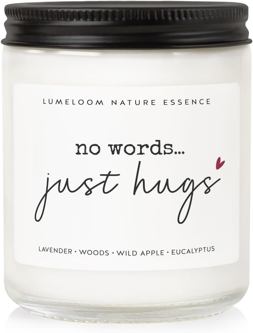 Sympathy Gifts for Loss of Loved One, Memorial Gifts - 9oz Lavender Scented Soy Wax Candle - No Words Just Hugs, Bereavement, Grief, Think of You, Condolence, Get Well Candle for Women
