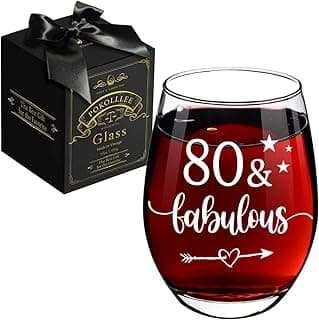 80th Birthday Gifts for Women Her - 80 Fabulous Wine Glass Turning 80 Years Old Gift, Unique Happy 80th Birthday Gifts for Her, Mom, Wife, Friends, Sister, Female, Coworker, Grandma, Aunt