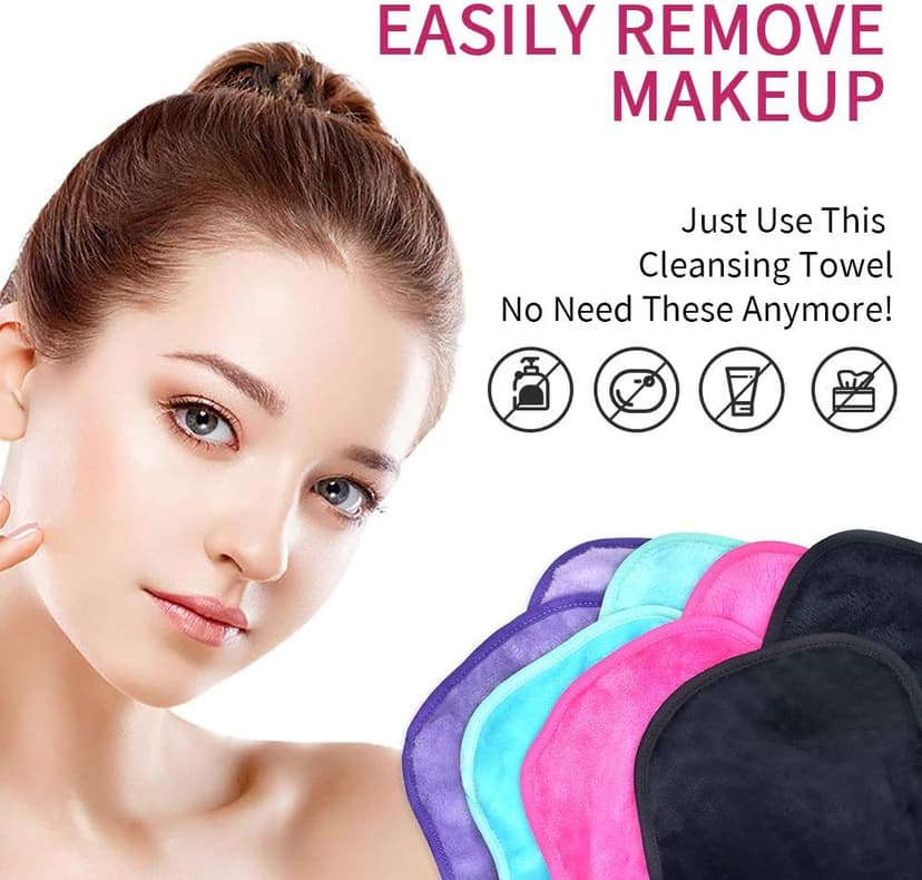 UWEME Makeup Remover Cloths 4 Count: Microfiber Reusable Fast Drying Washcloth, Face Towels for Women