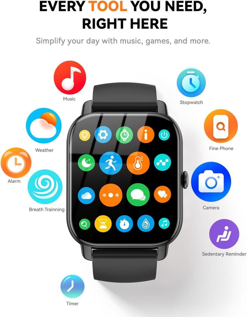 Smart Watches for Men Women(Answer/Make Call), 1.85 inch HD Fitness Tracker Watch with Activity Counter/ Sleep Monitor/ 110+ Sports Modes, IP68 Waterproof Smart Watch for Android iPhone iOS Compatible