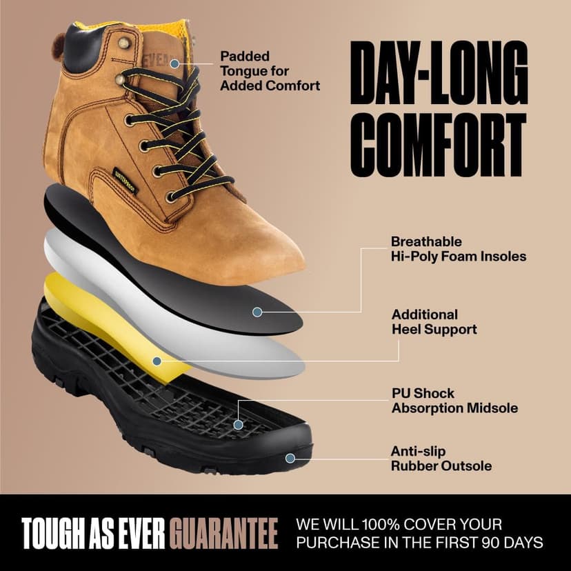 EVER BOOTS EVERBOOTS ULTRA DRY Men's Waterproof Hiking Work Boots, Lightweight Ultility Leather Shoes, Water Proof Tactical Military Outdoor Ankle Mens Boot for Construction, Roofing, Hunting, Winter Trails