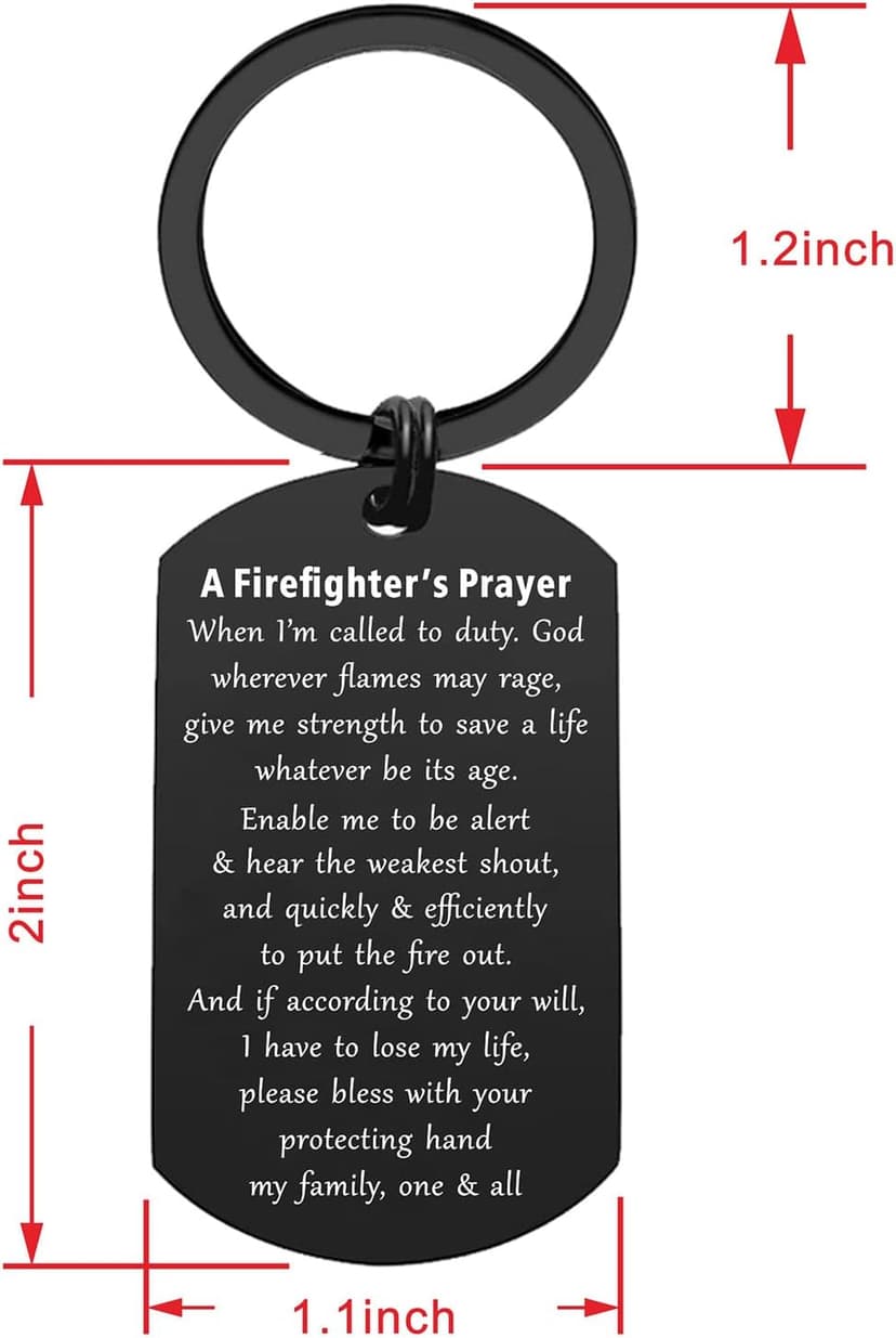 ENGZHI Firefighter Gifts for Men Fire Man Prayer Keychain- God Give Me Strength To Save A Life - Fire Fighter Gift Men