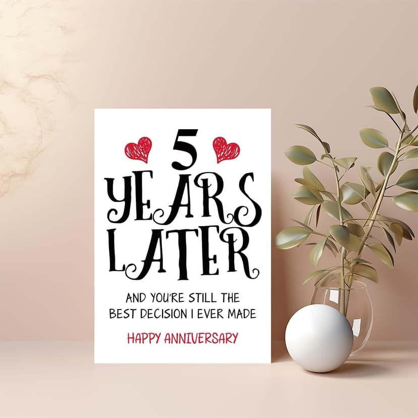Romantic 5 Years Anniversary Card for Husband Wife, Sweet 5th Wedding Anniversary for Couple, Idea Five Years Wedding Card Gift for Him Her, 5th Wedding Anniversary Card, 5 Years Anniversay Decor