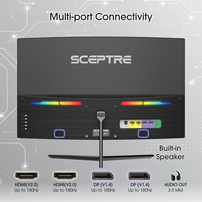 Sceptre New 24-inch Curved Gaming Monitor 1080p up to 180+Hz DisplayPort HDMI 100% sRGB, AMD FreeSync Build-in Speakers Machine Black 2026 (C248B-FWT168 Series)