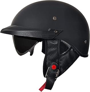 Motorcycle Half Helmet with Sun Visor Motorcycle Helmets for Men Women Helmet for Adult Scooter ATV Cruiser DOT Approved