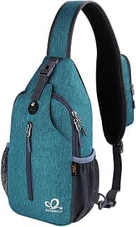 WATERFLY Crossbody Sling Backpack Sling Bag Travel Hiking Chest Bags Daypack (Teal blue) B07WNM894Y