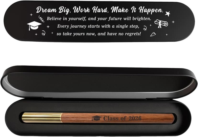 Inspirational Graduation Gifts for High School & College Graduates, Meaningful 2026 Commencement Keepsake for Him and Her Class of 2026 Engraved Wooden Gel Pen, Graduation Gift Pen with Black Box B0GQLGK1BP
