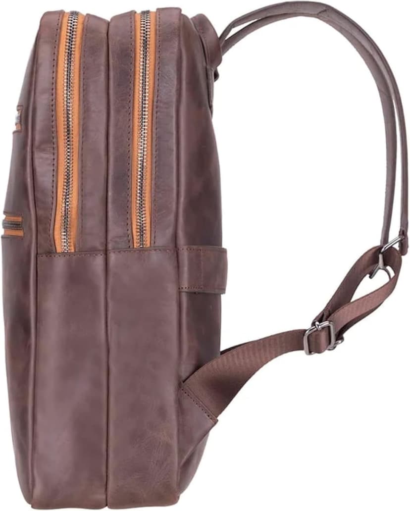TORONATA Osceola Genuine Leather Laptop Backpack for Men & Women, Handmade Leather Backpack Fits 16 Inch Laptop (Dark Brown)