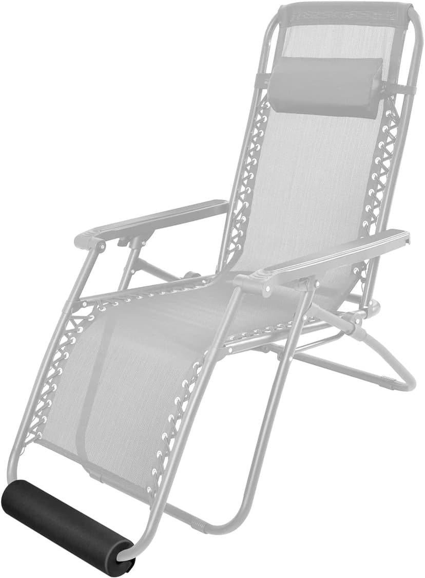 2 Pack Zero Gravity Chair Foot Rest, TOPJUM Footrest Cushion for Anti Gravity Folding Recliner, Footrest Padding for Patio Lawn Outdoor Chair, Lounge Accessory for Tall User (Black - Set of 2)