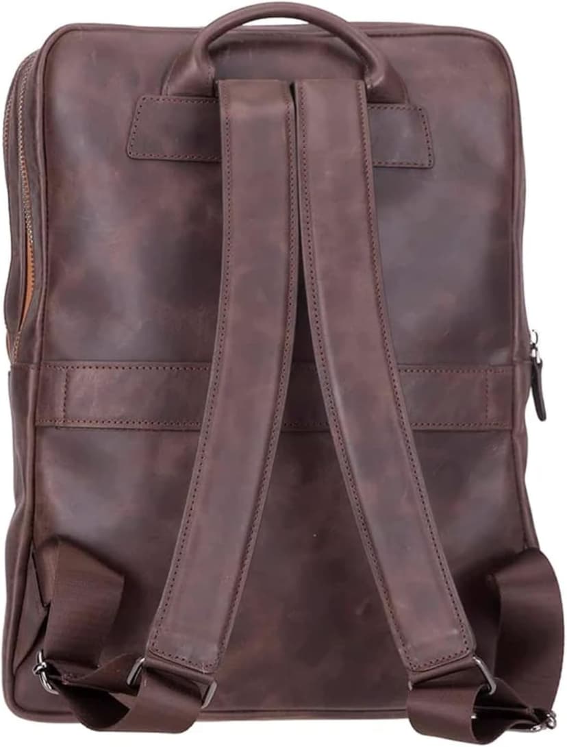 TORONATA Osceola Genuine Leather Laptop Backpack for Men & Women, Handmade Leather Backpack Fits 16 Inch Laptop (Dark Brown)