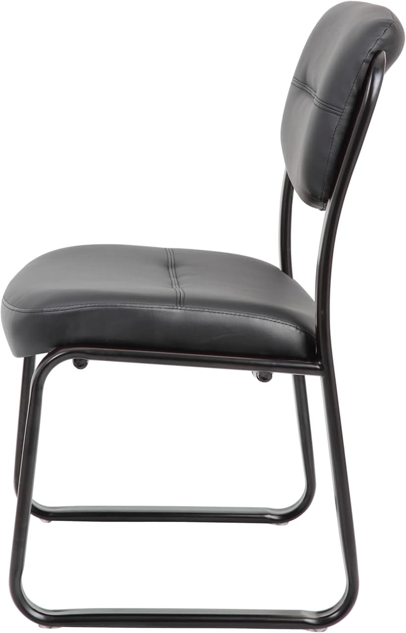 Boss Office Products B9539 Leather Sled Base Side Chair in Black, 250