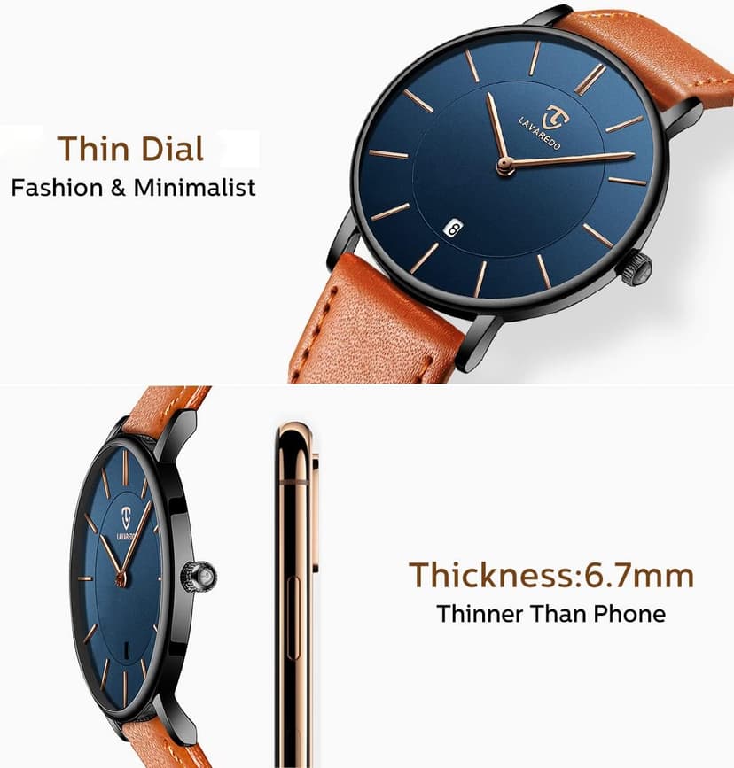 BEN NEVIS Watch, Mens Watch, Minimalist Fashion Simple Wrist Watch Analog Date with Leather Strap