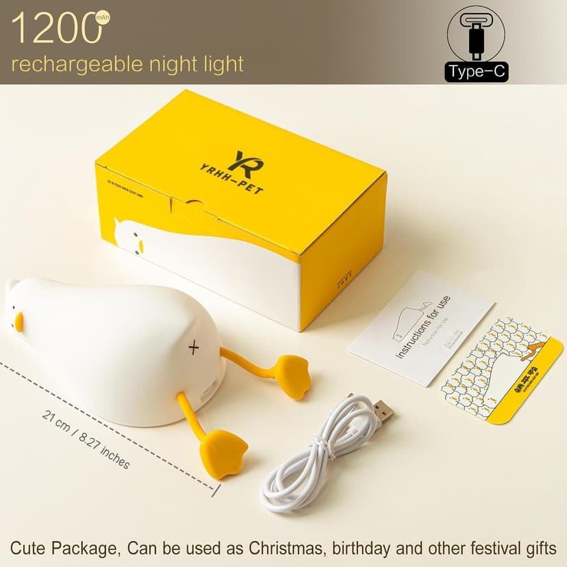 Lying Flat, Cute Squishy Ducky Lay Touch Kids Lamp, College Funny Dirty Santa Gag, Yankee Swap, Birthday Gifts, Safe Silicone YR YRHH-PET Existential Crisis Duck Lamp Night Light, White Elephant Gifts B0DRL96PCC