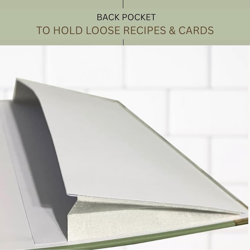 Blank Recipe Notebook | Small Blank Recipe Book to Write in Your Own Recipes | Artisan Hardcover Journal for 60 Recipes | 8.4” x 6” Leather Sage Green & Gold Hardcover | Tabs, Stickers, Pocket & Bookmarks B0D9KZP8TG
