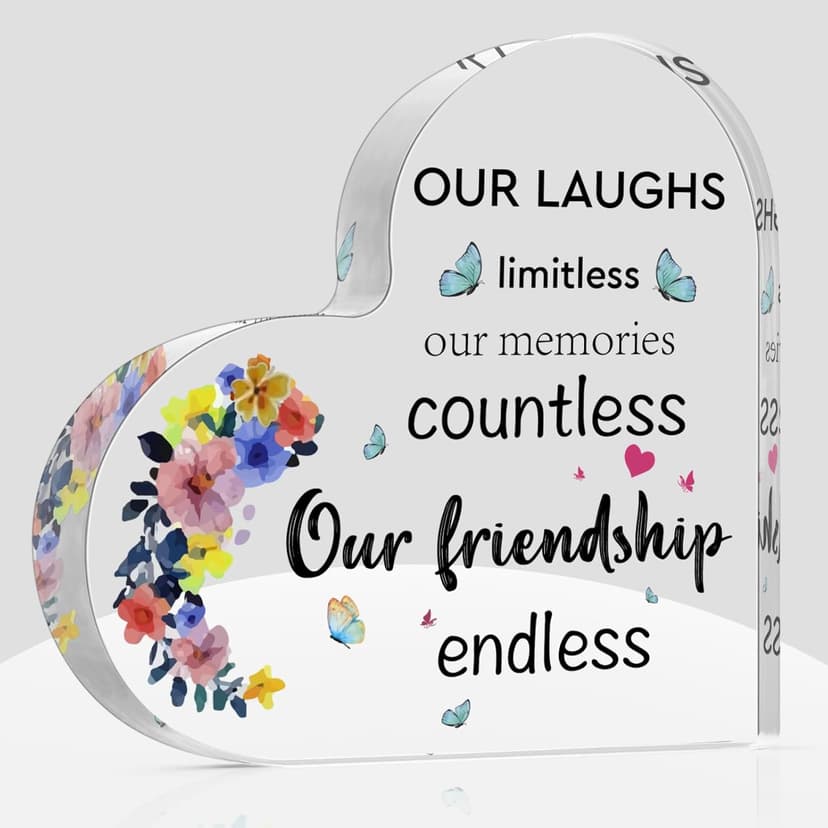 Best Friend Birthday Gifts for Women, Christmas Friendship Gifts for Women, BFF Sister Coworker Bestie Christmas Gift for Woman, Cute Heart Acrylic Plaque Paperweight Keepsake Decor