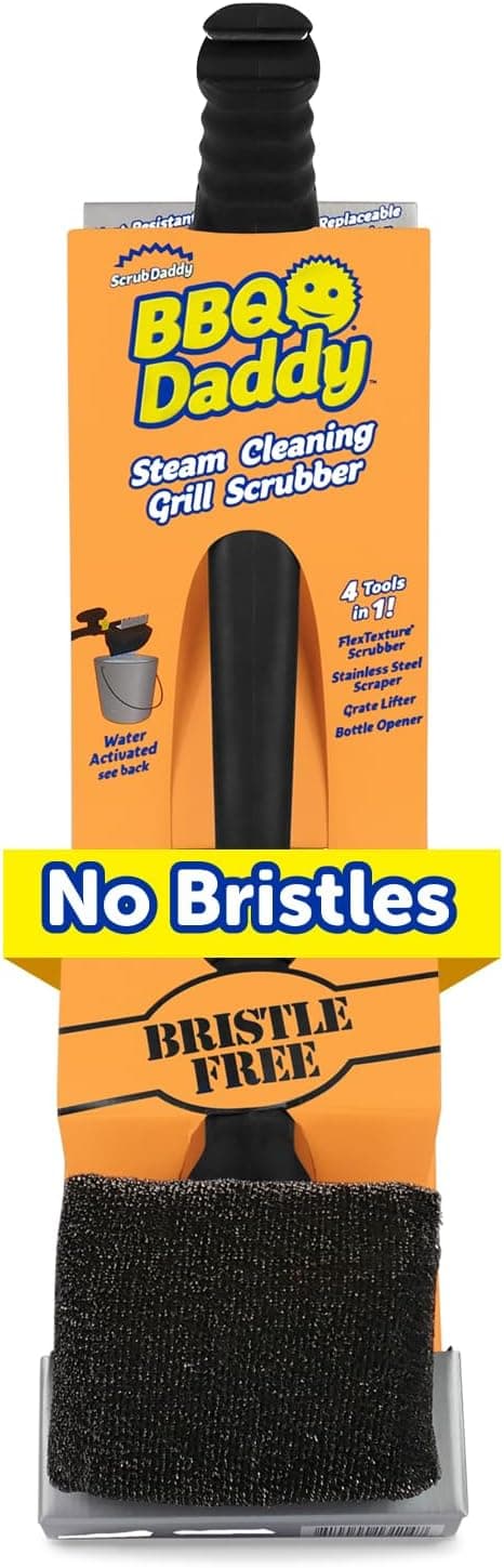 Scrub Daddy BBQ Daddy Grill Brush for Outdoor Grill - Bristle Free Grill Brush with Steel Grill Scraper + Scrub Brush - Temperature Controlled Scrubbing Power for Grill Cleaning (1 Count) B09SVK9YBB