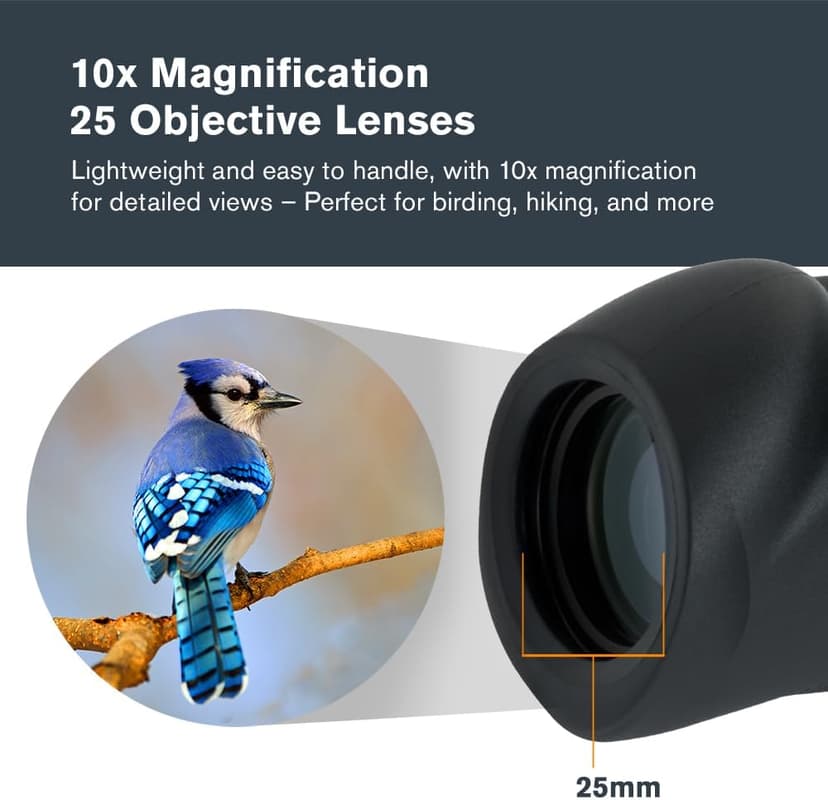 Celestron – Nature 10x25 Monocular – Ideal for Hiking and Wildlife Viewing – Multi-Coated Optics – 25mm Objective Lens – BaK-4 Prism –Twist-Up Eyecup – Waterproof & Fogproof