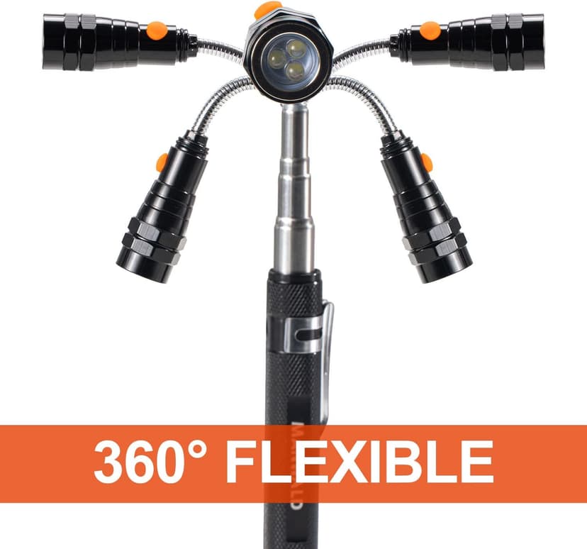 Gifts for Him, LED Magnetic Pickup Tools, Telescoping Magnetic Flashlight Pick Up Tool, Christmas Stocking Stuffers for Men Adults, Unique Cool Gifts for Men, Dad, Husband, Black