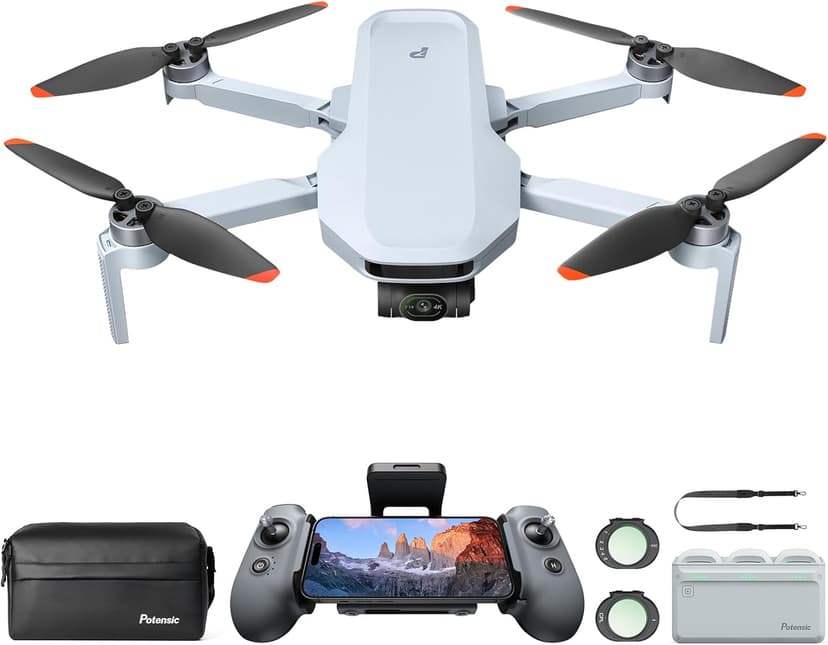 Potensic ATOM 2 Drones with Camera for Adults 4K, 8K Photo, 96-Min Flight, 3-Axis Gimbal, 10KM Transmission, AI Track, Vertical Shooting, AI Night Shot, Fly More Combo with ND CPL Filter, Remote Strap