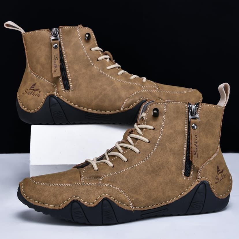 GJUYC Chelsea Boots Mens Leather Shoes For Men High Top Sneakers Casual Handmade Work Men's Size Man Shoe