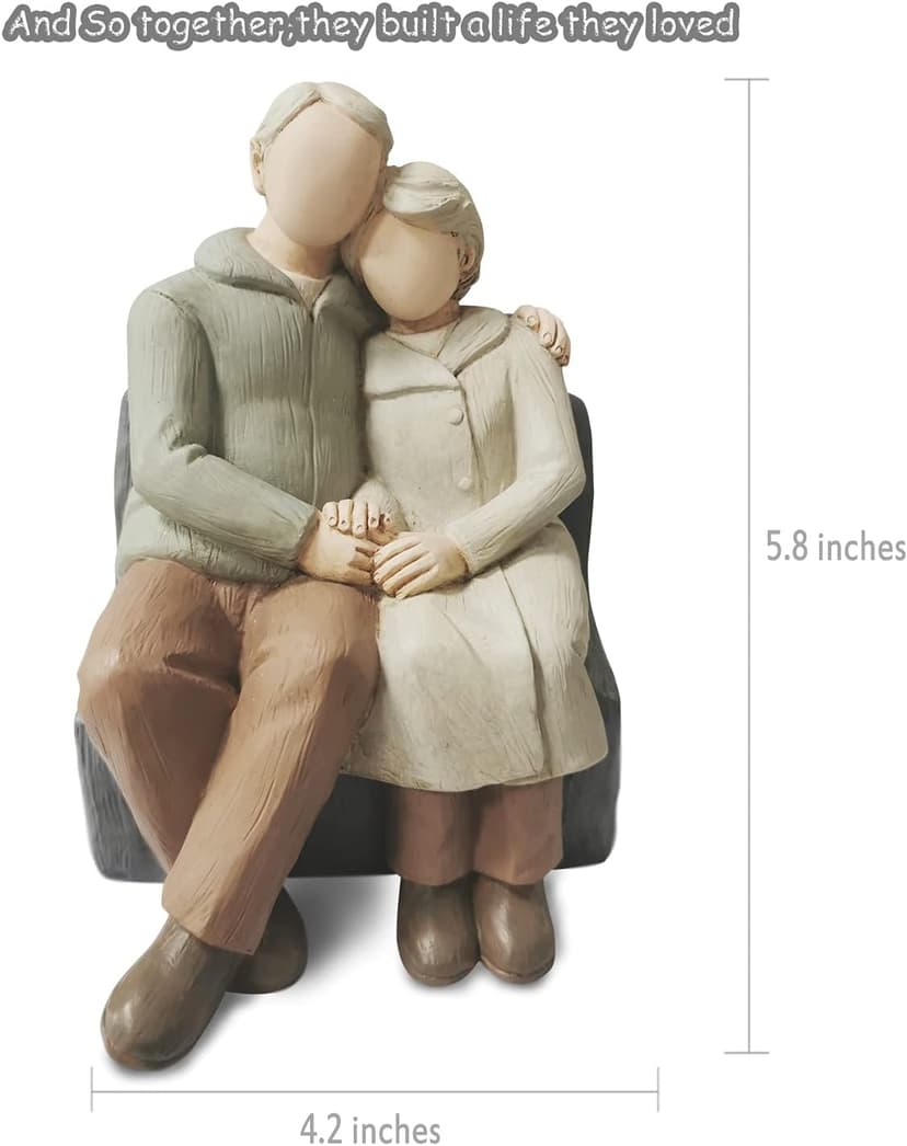 Couple Anniversary Sculpted Hand-Painted Figure Gifts Husband and Wife Wedding Figurine Gift, Happy 10th - 80th Anniversary Statue for Him and Her Together