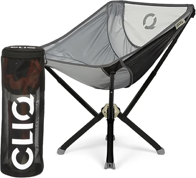 CLIQ ClassiQ 2.0 Camping Chair with Carry Bag - Portable Folding Chair & Bag for Outdoors - Reinforced 400 lb Capacity - Quick-Setup Travel Chair for Camping, Beach & Hiking - Ultimate Grey