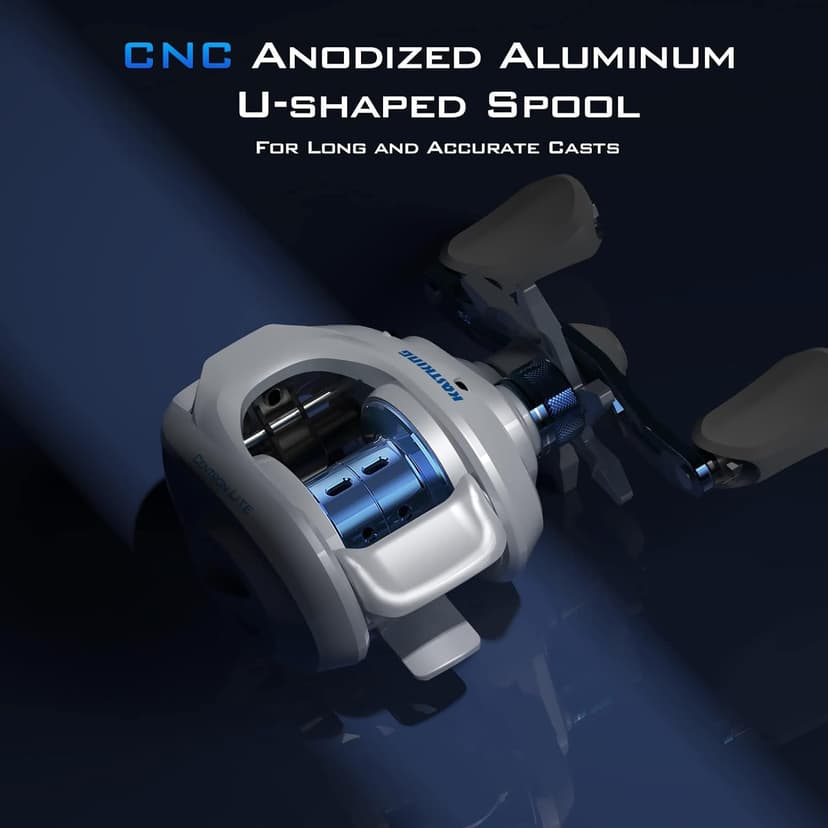 KastKing Centron Lite Baitcasting Fishing Reel – Lightweight, Glass Fiber Infused Nylon Frame – 7.6 OZ – 5 + 1 Anti-Reverse Ball Bearings, 7.1:1 High-Speed Gear Ratio Fishing Reel with Compact Design