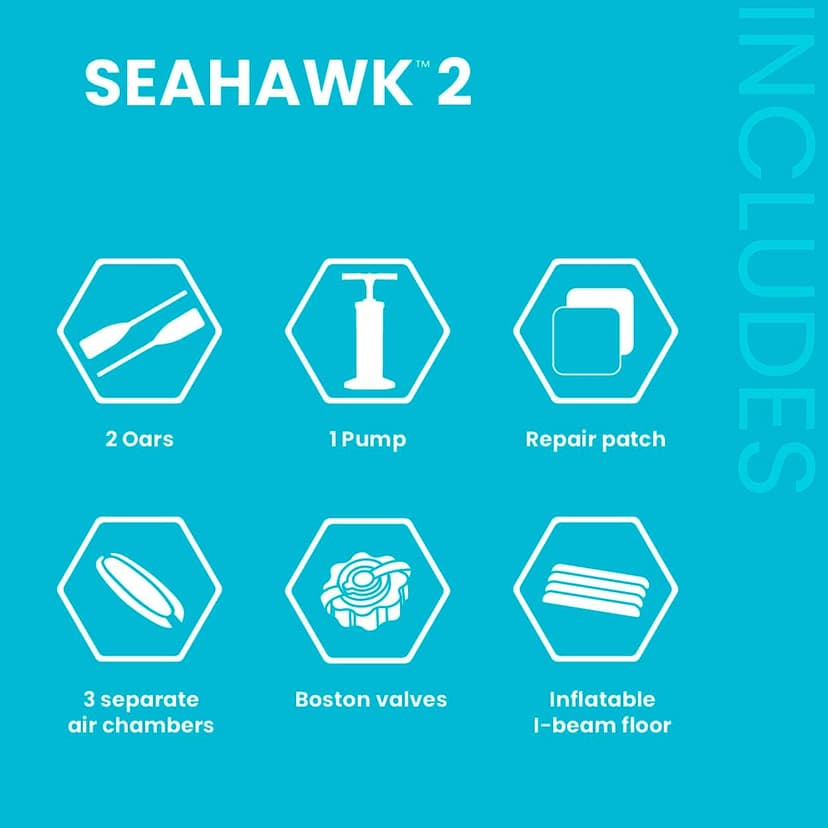 INTEX Seahawk Inflatable Boat Series: Includes Boat Oars and High-Output Pump - Fishing Rod Holders - Gear Pouch