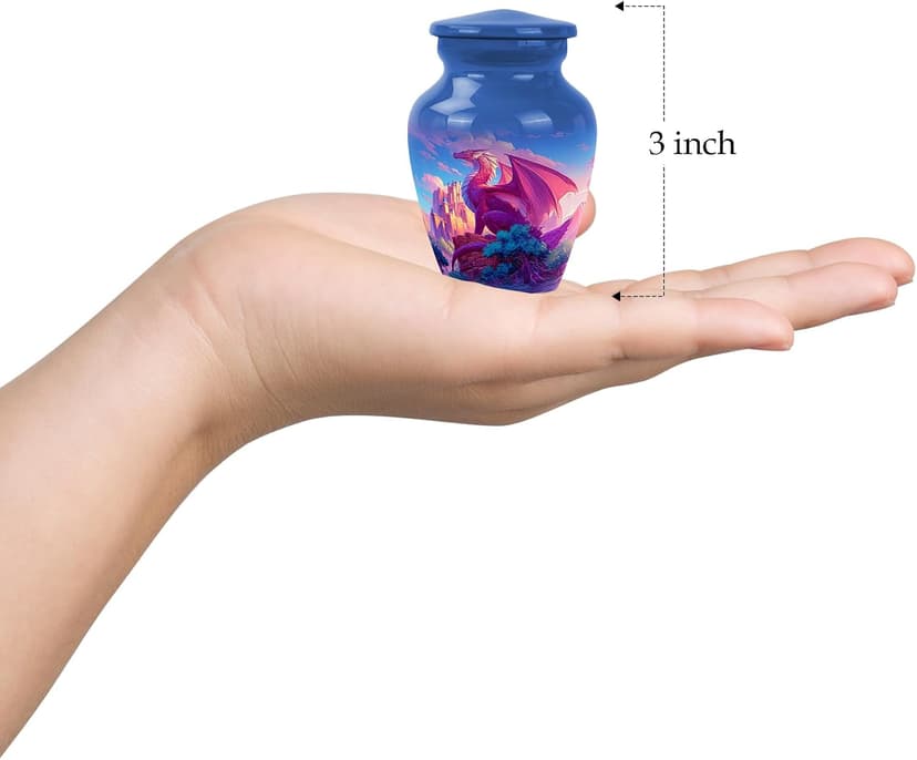 YATHABHSIA Dragon Cremated Reamins Urns, Burial Urns for Adult Human Ashes, Decorative for Funeral & Burial, Memorial Gift, 3 Inch Mini Urn, Blue B0F8QQQZJL