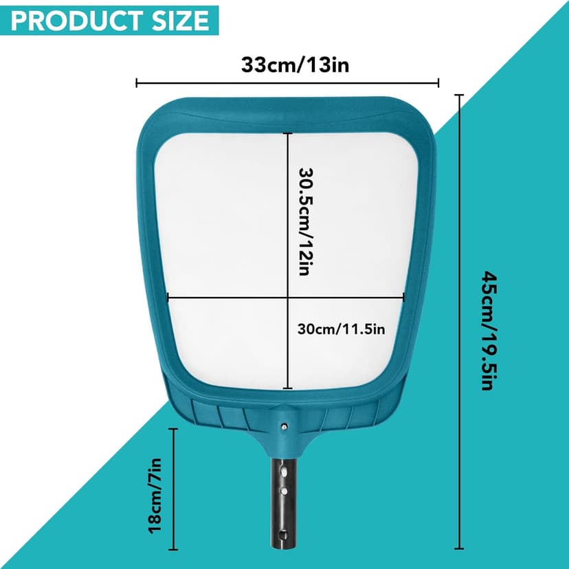 POOLWHALE Professional Pool Skimmer Net,Fine Mesh Net Bag,Heavy Duty Swimming Leaf Skimmer Cleaning Tool - Fast Cleaning,Debris Pickup Removal- Fits Standard Swimming Pool Poles(No Pole)