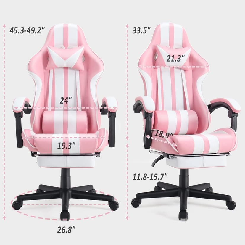 Ferghana Gaming Chairs with Footrest,Computer Game Chair,Massage Gaming Chairs,Christmas,Xmas Gift,PC Gaming Chairs for Adults Teens for Gaming Live Streaming Room(Pink,Racing Version)