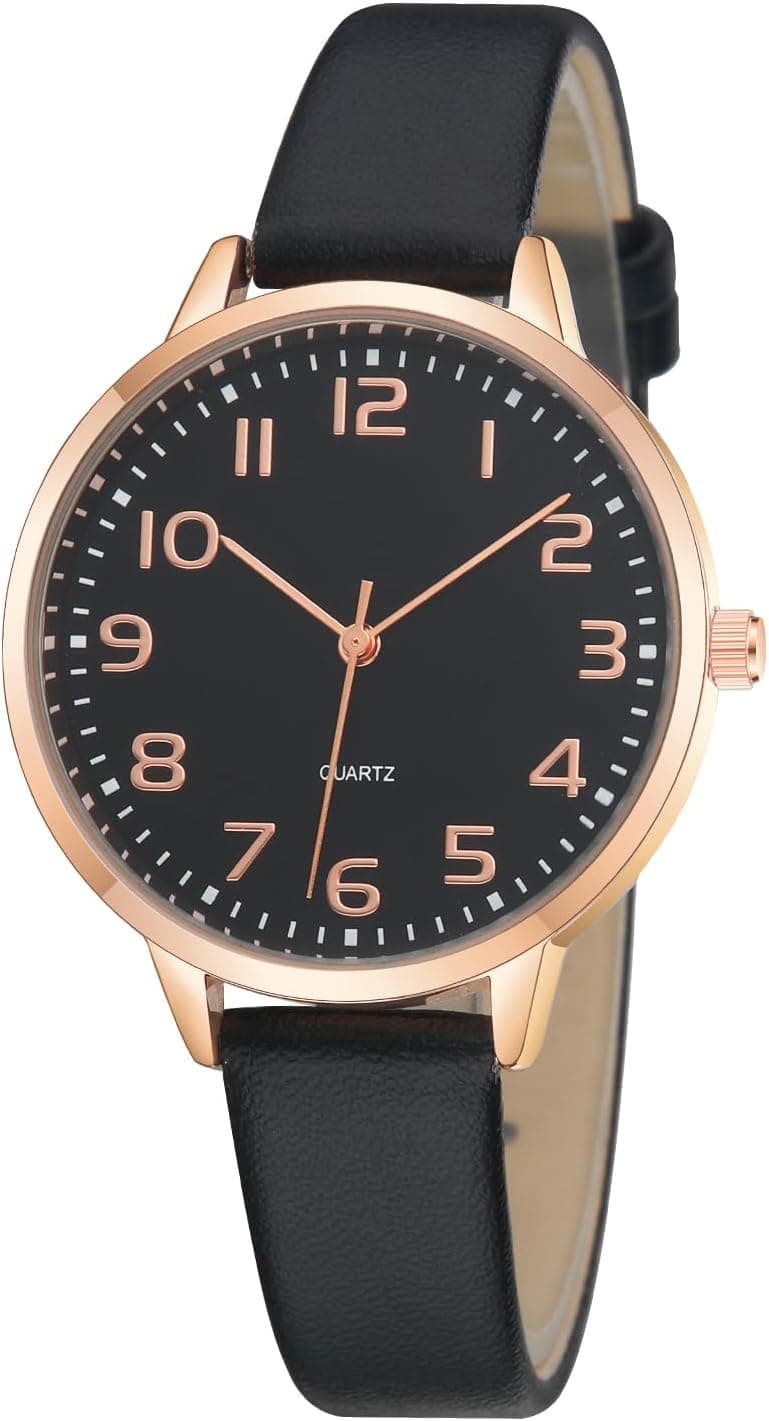 TWOPTION Women's Dainty Analog Leather Dress Watch for Small Wrists, Ladies Waterproof Watches for Women, Reloj para Mujer