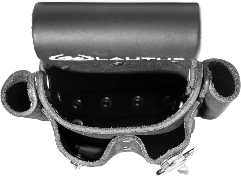 LAUTUS Electrician Full Top Grain Leather Tool Pouch; 5 Pocket Pouch with Electrical Tape Chain; Durable Compartments; Washer Rivets; Includes Metal Tool Clip; Black