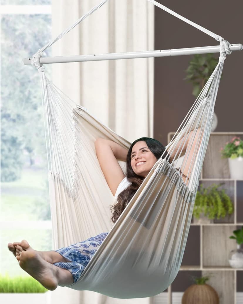 ADVOKAIR Hammock Chair Large 70.9"x47.2", 32% Bigger XXL Hanging Swing Chair with 500lbs Capacity, Heavy Duty Steel Spreader Bar, Extra Roomy Comfort for Adult Indoor Outdoor Bedroom Patio