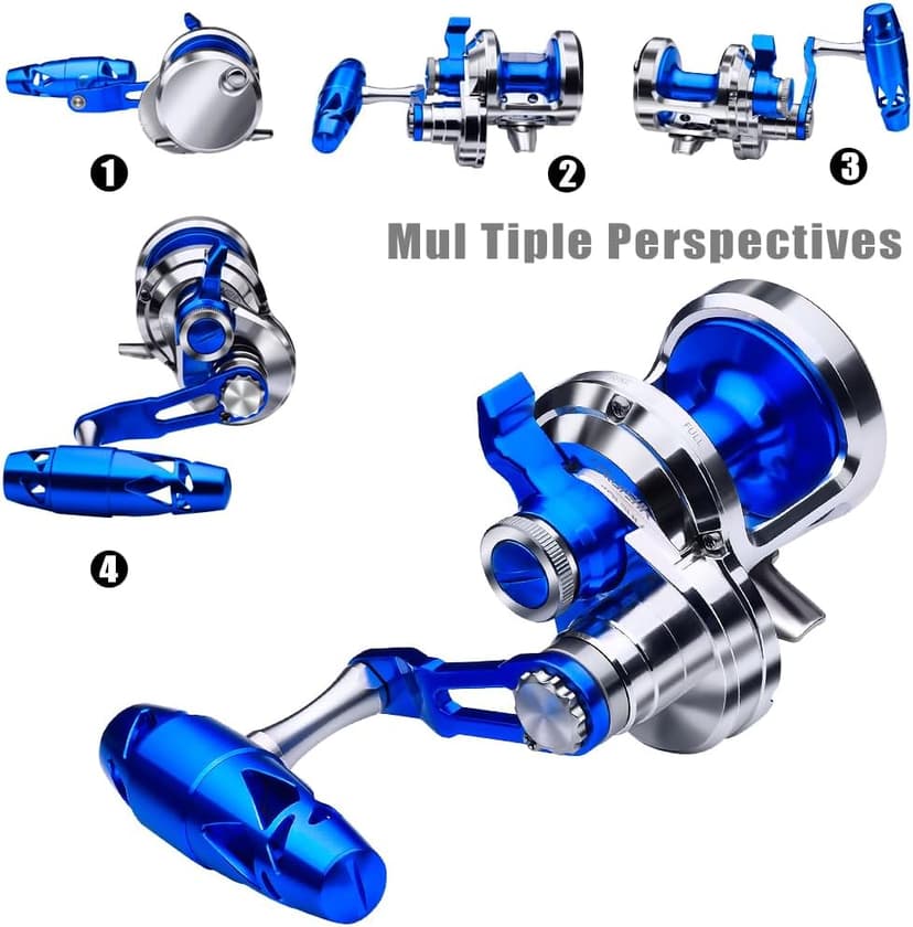 Fishing Jigging Reel Conventional Reels - Lever Drag Saltwater Heavy Duty Deep Ocean Big Game Offshore Round Aluminum Trolling Reel - Saltwater Jigging Fishing Reels