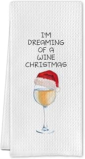 Christmas Wine Kitchen Towels - Hand, Dish, and Tea Towels for Wine Lovers - Funny Gift for Women - 16 X 24