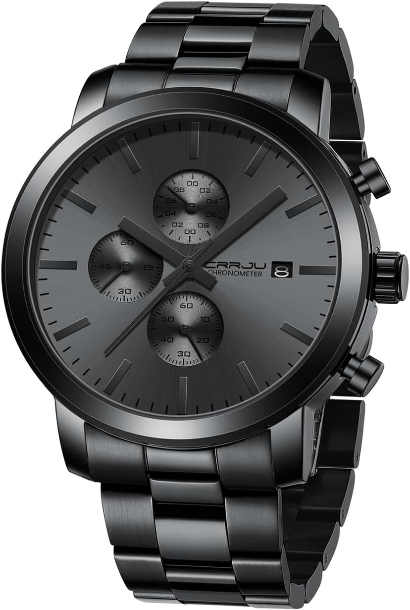 CRRJU Mens Stylish Casual Quartz Watches for Men Luxury Waterproof Calendar Chronograph Japan Movement Wristwatches