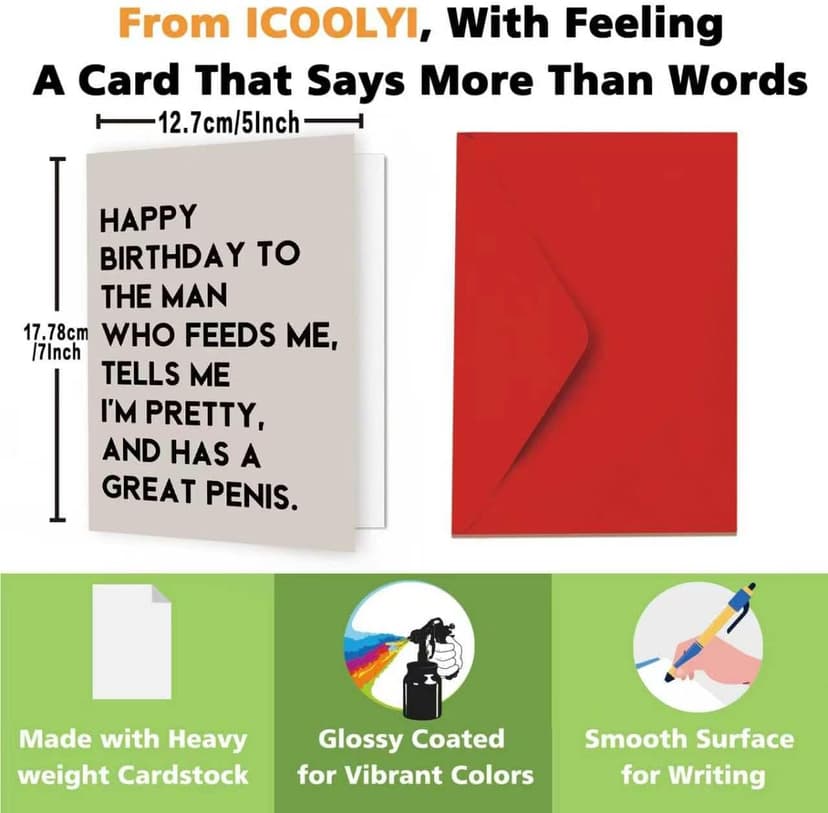 Funny Birthday Card Gift for Men Husband Boyfriend Him,Cheeky and Romantic Bday Card